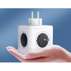 Regleta q-connect de cubo enchufe multiple power cube 5 en 1 directo a pared 5 tomas de corriente 75x75x112mm