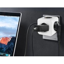 Regleta q-connect de cubo enchufe multiple power cube 5 en 1 directo a pared 5 tomas de corriente 75x75x112mm