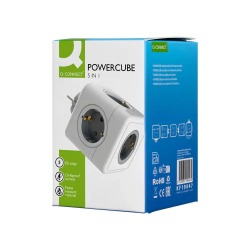 Regleta q-connect de cubo enchufe multiple power cube 5 en 1 directo a pared 5 tomas de corriente 75x75x112mm