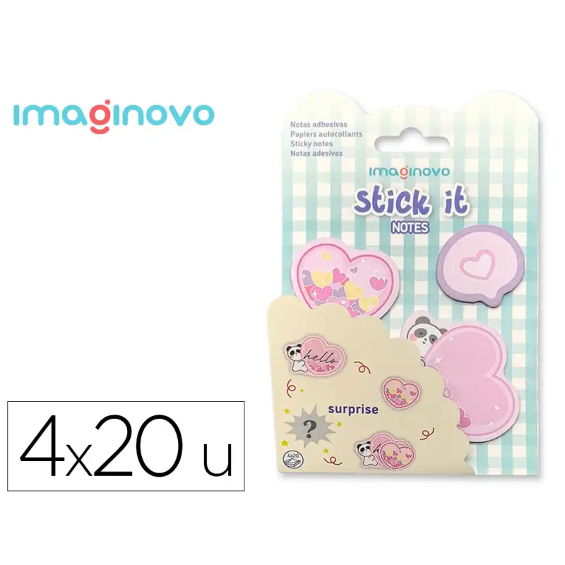Bloc notas adhesivas imaginovo surprise pegatina sorpresa 20 hojas tamaños surtidos azul