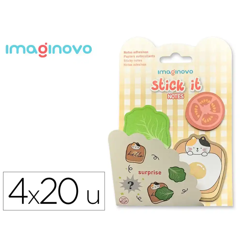 Bloc notas adhesivas imaginovo surprise pegatina sorpresa 20 hojas tamaños surtidos amarillo