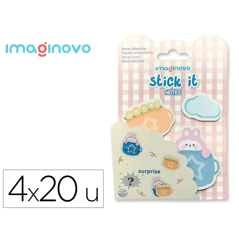 Bloc notas adhesivas imaginovo surprise pegatina sorpresa 20 hojas tamaños surtidos rojo