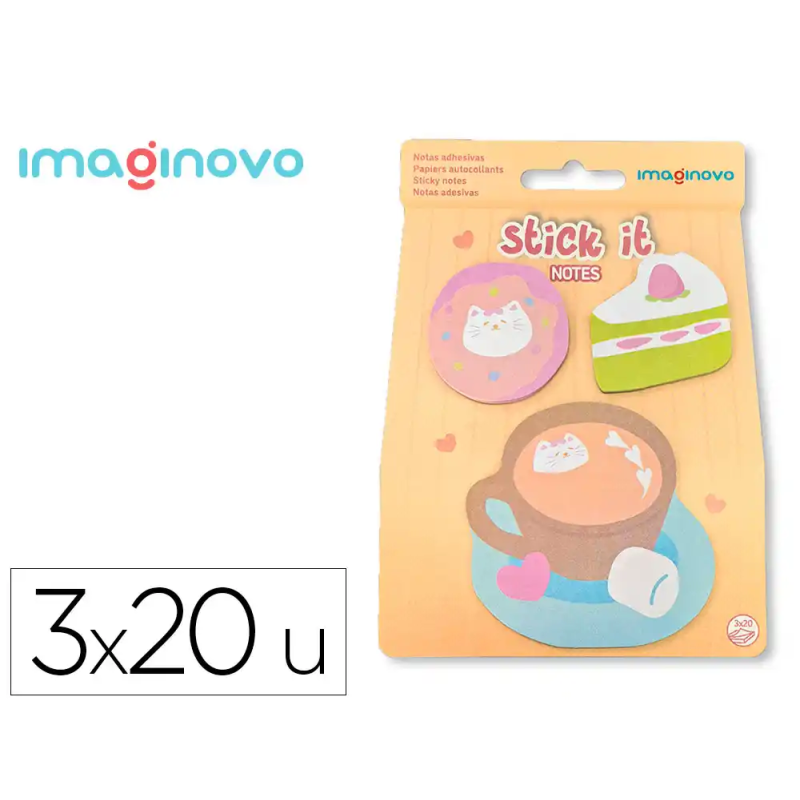 Bloc notas adhesivas imaginovo foodies cafe 20 hojas tamaños surtidos