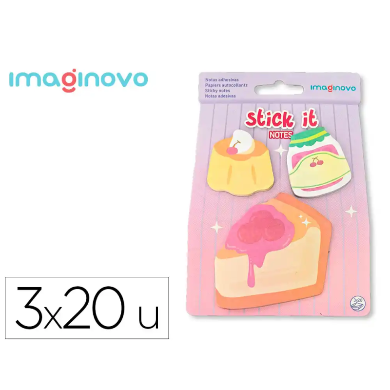 Bloc notas adhesivas imaginovo foodies tarta 20 hojas tamaños surtidos