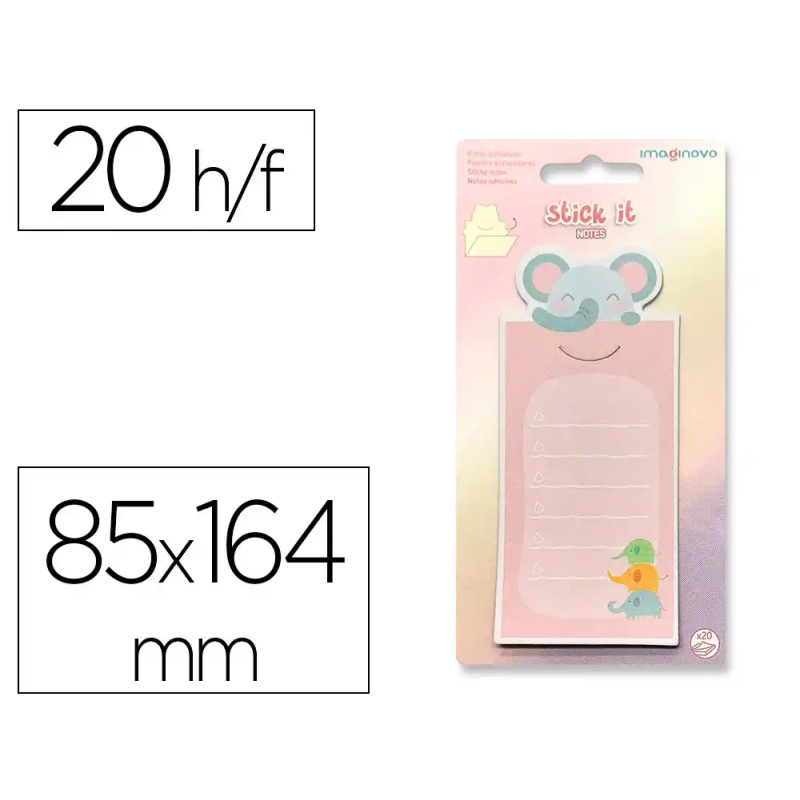 Bloc notas adhesivas imaginovo letter con mensaje trasero elefante 20 hojas 85x164 mm