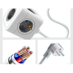 Regleta q-connect de cubo enchufe multiple power cube 5 en 1 cable de 1,4 mt 5 tomas de corriente 75x75x112mm