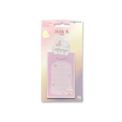Bloc notas adhesivas imaginovo letter con mensaje trasero conejito rosa 20 hojas 85x164 mm