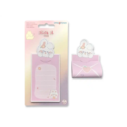 Bloc notas adhesivas imaginovo letter con mensaje trasero conejito rosa 20 hojas 85x164 mm