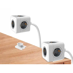 Regleta q-connect de cubo enchufe multiple power cube 5 en 1 cable de 1,4 mt 5 tomas de corriente 75x75x112mm