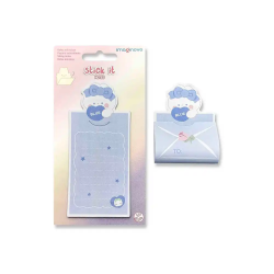 Bloc notas adhesivas imaginovo letter con mensaje trasero conejito azul 20 hojas 85x164 mm