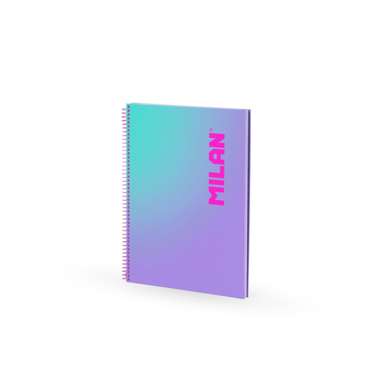 Cuaderno espiral milan coleccion sunset din a4 tapa dura 90 hojas 95 gr cuadricula 5 mm lila