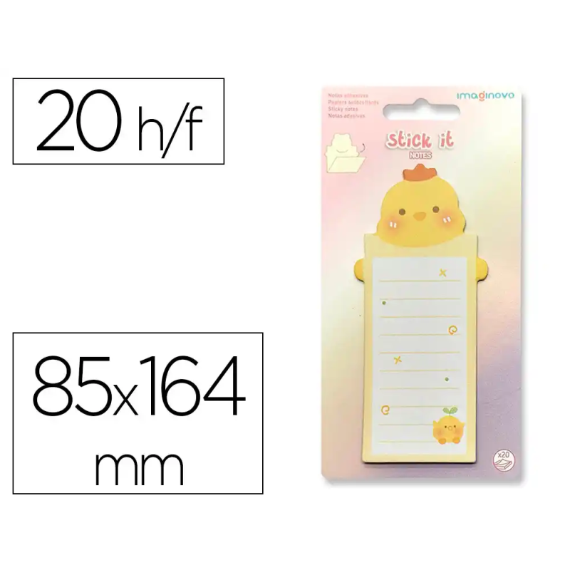 Bloc notas adhesivas imaginovo letter con mensaje trasero pollito 20 hojas 85x164 mm