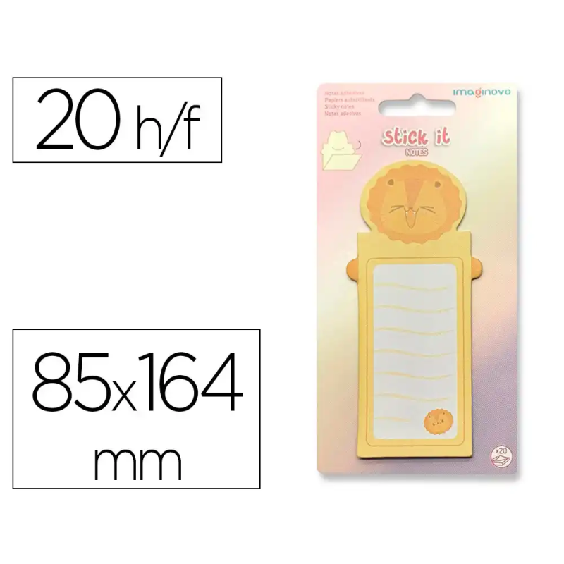 Bloc notas adhesivas imaginovo letter con mensaje trasero leon 20 hojas 85x164 mm