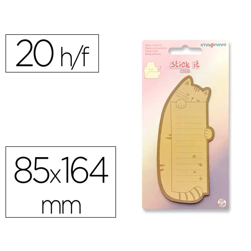 Bloc notas adhesivas imaginovo letter con mensaje trasero gato 20 hojas 85x164 mm