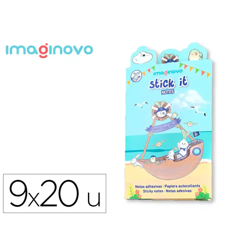 Notas adhesivas imaginovo stick it! notebook 20 notas adhesivas pirata tamaños surtidos brujula