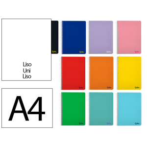 Cuaderno espiral liderpapel a4 smart tapa blanda 80h 75gr liso sin margen colores surtidos