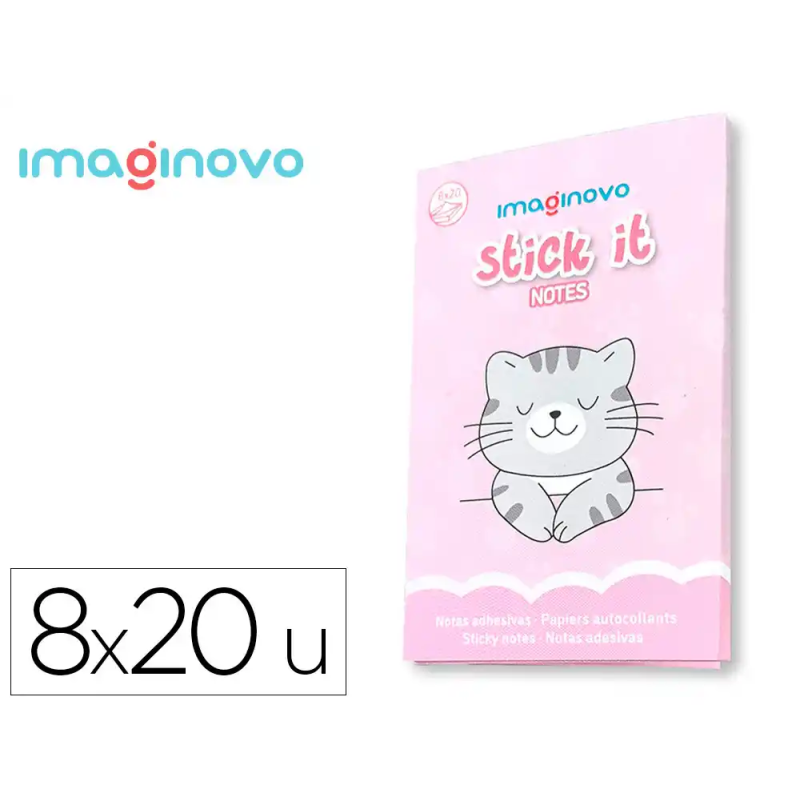 Notas adhesivas imaginovo stick it! notebook 20 notas adhesivas gatito tamaños surtidos
