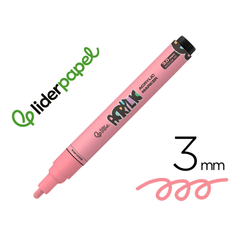 Rotulador liderpapel acrylic base agua todo tipo de superficie punta redonda 3 mm rosa sakura