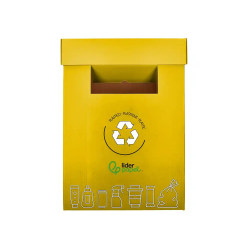 Contenedor papelera reciclaje liderpapel carton reciclado para envases 450x350x650 mm 70 litros amarillo