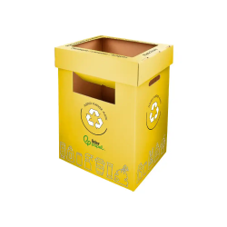 Contenedor papelera reciclaje liderpapel carton reciclado para envases 450x350x650 mm 70 litros amarillo