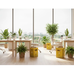 Contenedor papelera reciclaje liderpapel carton reciclado para envases 450x350x650 mm 70 litros amarillo