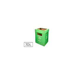 Contenedor papelera reciclaje liderpapel carton reciclado para vidrio 450x350x650 mm 70 litros verde