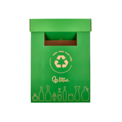 Contenedor papelera reciclaje liderpapel carton reciclado para vidrio 450x350x650 mm 70 litros verde