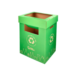 Contenedor papelera reciclaje liderpapel carton reciclado para vidrio 450x350x650 mm 70 litros verde