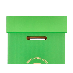 Contenedor papelera reciclaje liderpapel carton reciclado para vidrio 450x350x650 mm 70 litros verde