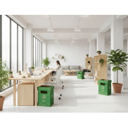 Contenedor papelera reciclaje liderpapel carton reciclado para vidrio 450x350x650 mm 70 litros verde