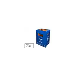 Contenedor papelera reciclaje liderpapel carton reciclado para papel y carton 450x350x650 mm 70 litros azul