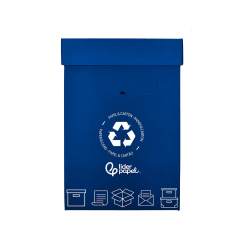 Contenedor papelera reciclaje liderpapel carton reciclado para papel y carton 450x350x650 mm 70 litros azul