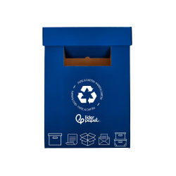 Contenedor papelera reciclaje liderpapel carton reciclado para papel y carton 450x350x650 mm 70 litros azul