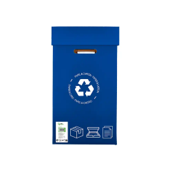 Contenedor papelera reciclaje liderpapel carton reciclado para papel y carton 450x350x650 mm 70 litros azul