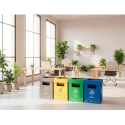 Contenedor papelera reciclaje liderpapel carton reciclado para papel y carton 450x350x650 mm 70 litros azul