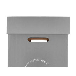 Contenedor papelera reciclaje liderpapel carton reciclado para restos no reciclables 70 litros 450x350x650 mm gris
