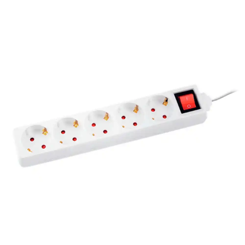 Regleta q-connect 5 tomas de corriente con interruptor longitud cable 1,5 mt color blanco