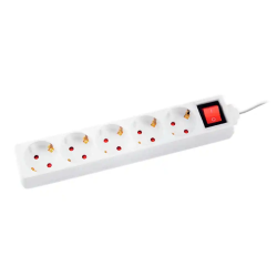 Regleta q-connect 5 tomas de corriente con interruptor longitud cable 1,5 mt color blanco