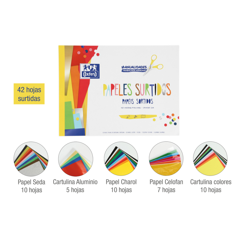 Bloc trabajos manuales oxford din a4 multiple 42 hojas colores surtidos