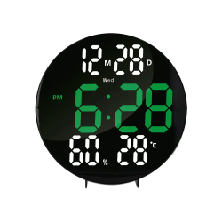 Reloj q-connect digital de pared digital con alarma redondo 27 cm