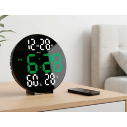 Reloj q-connect digital de pared digital con alarma redondo 27 cm