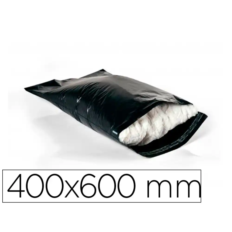 Sobre q-connect de plastico bolsa para envios 100% recicladas con autocierre color negro 400x600 mm