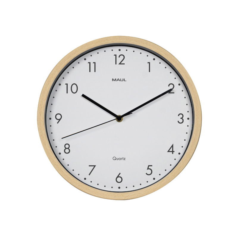 Reloj maul grain de pared redondo 30 cm diametro cuarzo marco madera natural clara