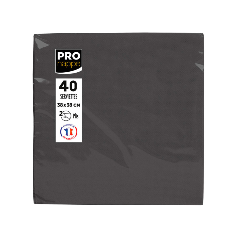 Servilleta pronappe celulosa micro grofada 38x38 cm 2 capas color negro paquete de 40 unidades