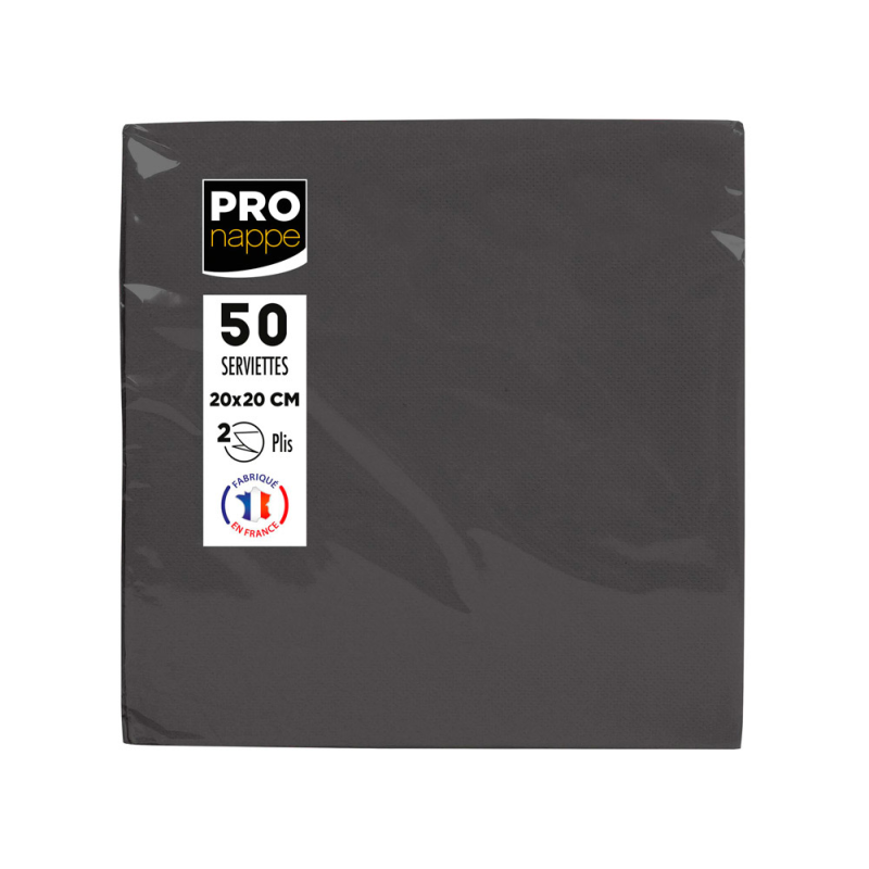Servilleta pronappe celulosa micro grofada 20x20 cm 2 capas color negro paquete de 50 unidades