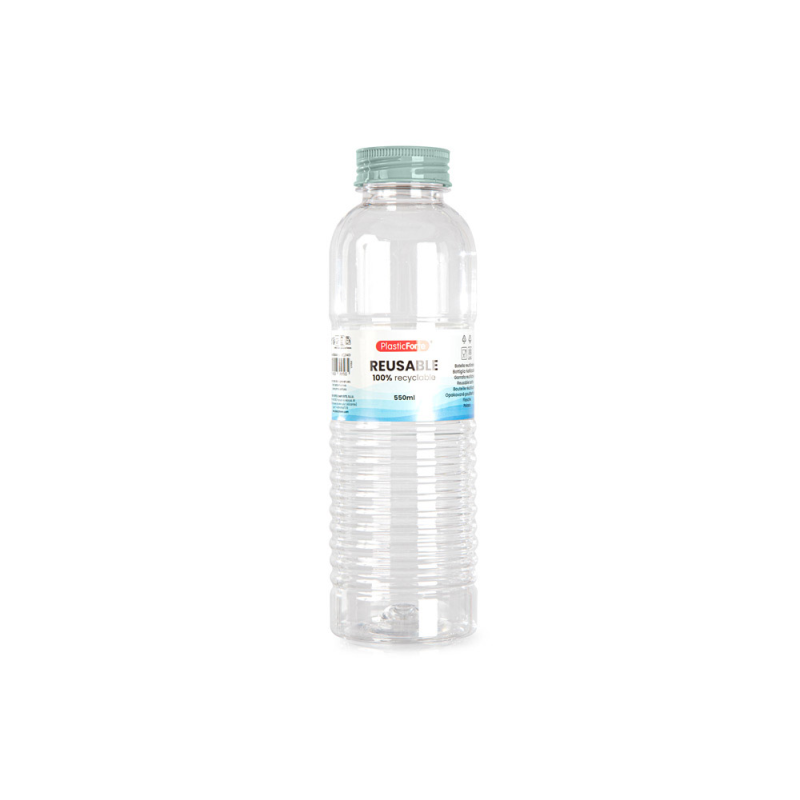 Botella portaliquidos plasticforte rio plastico reciclable 100% transparente 550 ml