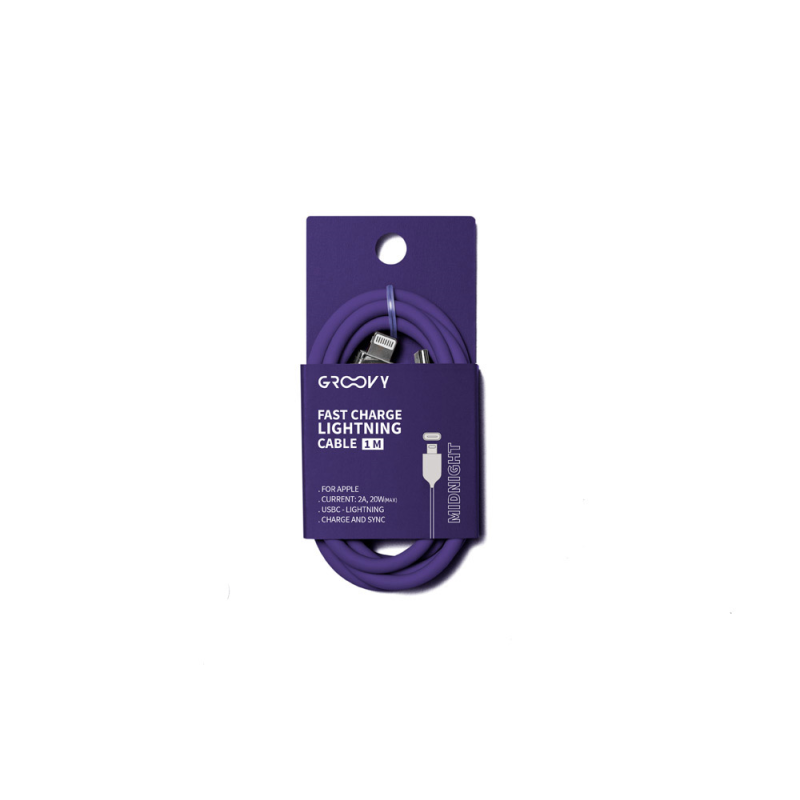 Cable groovy usb tipo c a apple lightning longitud 1 m color morado