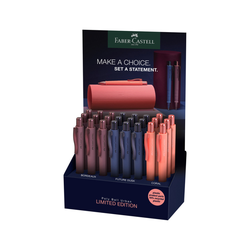 Boligrafo faber castell poly urban edition 25 retractil expositor de 24 unidades colores surtidos