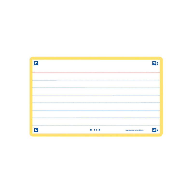 Ficha de revision oxford flashcards 2.0 75x125 mm 250 g rayado horizontal color amarillo paquete de 30