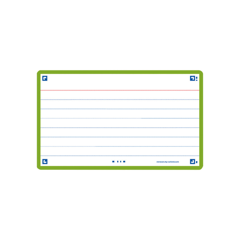 Ficha de revision oxford flashcards 2.0 75x125 mm 250 g rayado horizontal color verde menta paquete de 30